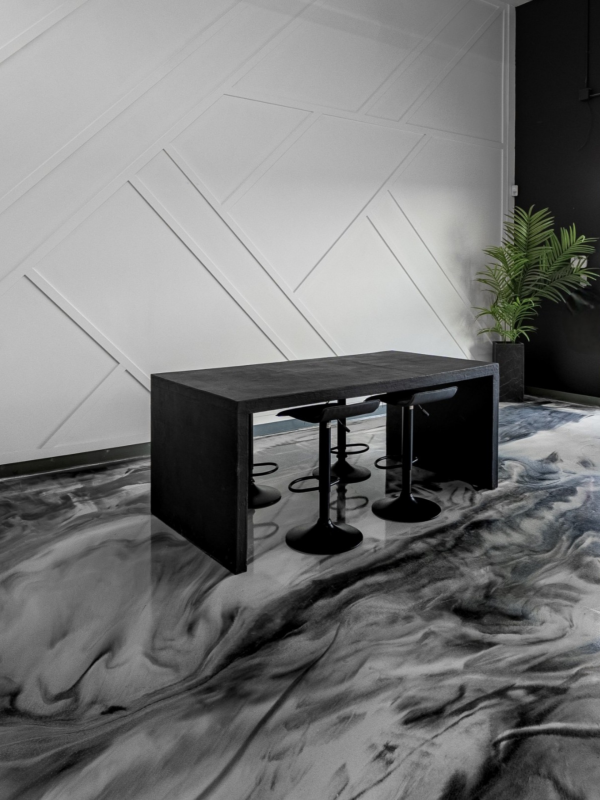 Custom Metallic Epoxy in Calgary Showroom